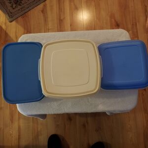 Lot of 3 Preowned Food Storage Containers 3 Different Manufacturer and Sizes.